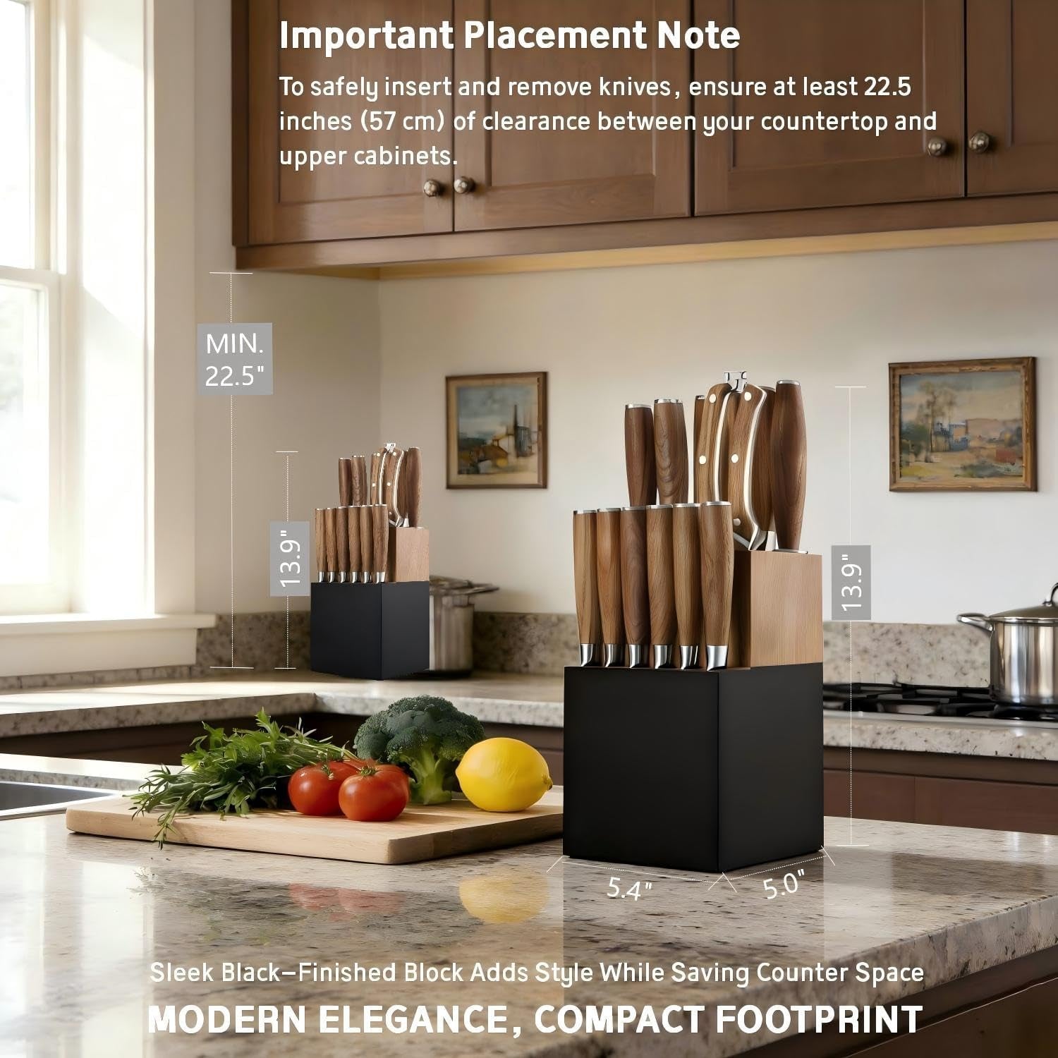 ultra-sharp-15-piece-kitchen-knife-set-high-carbon-stainless-steel-blades-torrefied-brown-wood-handles-ergonomic-design-space-saving-black-finished-wood-block-easy-hand-wash-gift-box