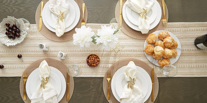 Farmhouse Braided Stripe Table Runner Collection, 15X72 (15X77, Fringe Included), Vintage Linen7