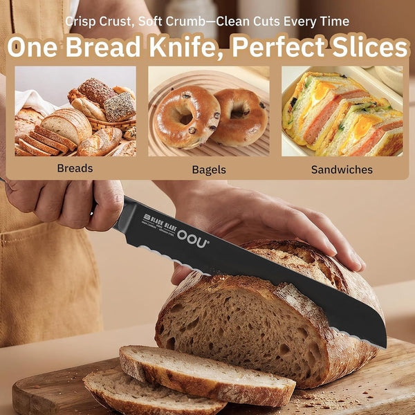 ® Black Blade 8 Inch Bread Knife with Agshield™ & Cerablack™ Technology, Rust-Resistant & Easy-Clean Finish, Serrated Edge for Sourdough, Bagels & Cake4