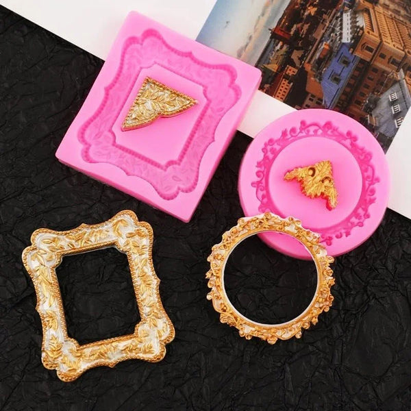 9 PCS Picture Frames Fondant Silicone Molds,  Vintage Style Photo Frame Moulds for Cake Decorating Cupcake Topper Chocolate Candy Polymer Clay3