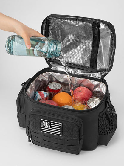 Tactical Lunch Bag for Mens Military Heavy Duty Lunch Box Work Leakproof Insulated Durable Thermal Cooler Bag for Adult Meal for Office Camping Picnic Pail MOLLE Webbing Black8