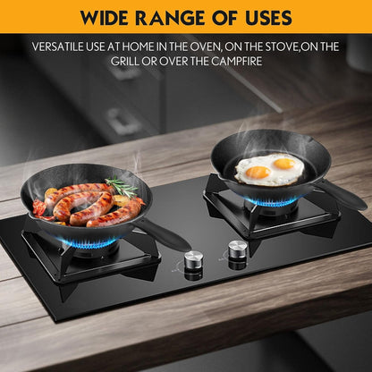 Pre-Seasoned Cast Iron Skillet Set - 3 Piece Frying Pan with Heat-Resistant Handles (6, 8, 10 Inch) for Frying, Saute, Pizza, Oven Safe (Black)4