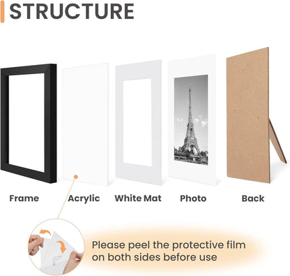 8X10 Picture Frame Set of 10, Display Pictures 5X7 with Mat or 8X10 Without, Multi Photo Frames Collage for Wall or Tabletop Display, Black4