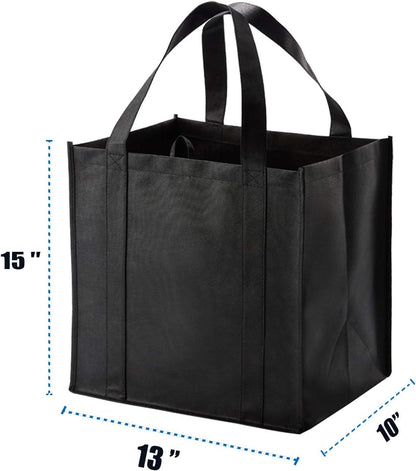 10 Pack Reusable Reinforced Handle Grocery Bags - Heavy Duty Large Shopping Totes with Thick Plastic Bottom Can Hold 40 Lbs2