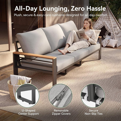 Aluminum Patio Furniture Set with Swivel Chairs & Fire Pit Table6