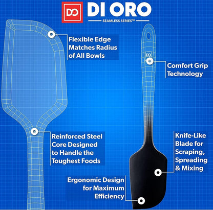 DI ORO Silicone Spatula Set - 600F Heat Resistant, 4-Pc Black4