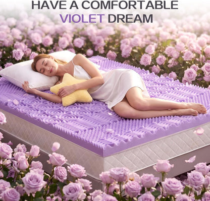 2 Inch 7-Zone Memory Foam Mattress Topper Twin XL, Twin Extra Long Mattress Pads for College Dorm Room, Pressure Relieve Certipur-Us Certified, 39X80 Inches, Violet6