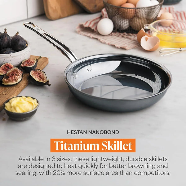 Hestan Nanobond Molecular Titanium Frying Pan, 8.5-Inch - Pfas-Free Stainless Steel Skillet, 4X Stronger, 1050°F Safe, Induction Compatible, Handcrafted Italy3