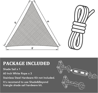 Triangle Sun Shade Sail 16'X16'X16' Permeable Canopy Sand for Patio Garden Yard Deck Pergola (We Make Custom Size)7