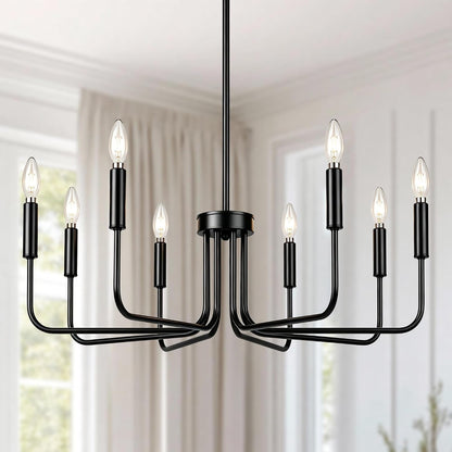 8-Light Black Chandelier, Farmhouse Hanging Light for Dining Room1