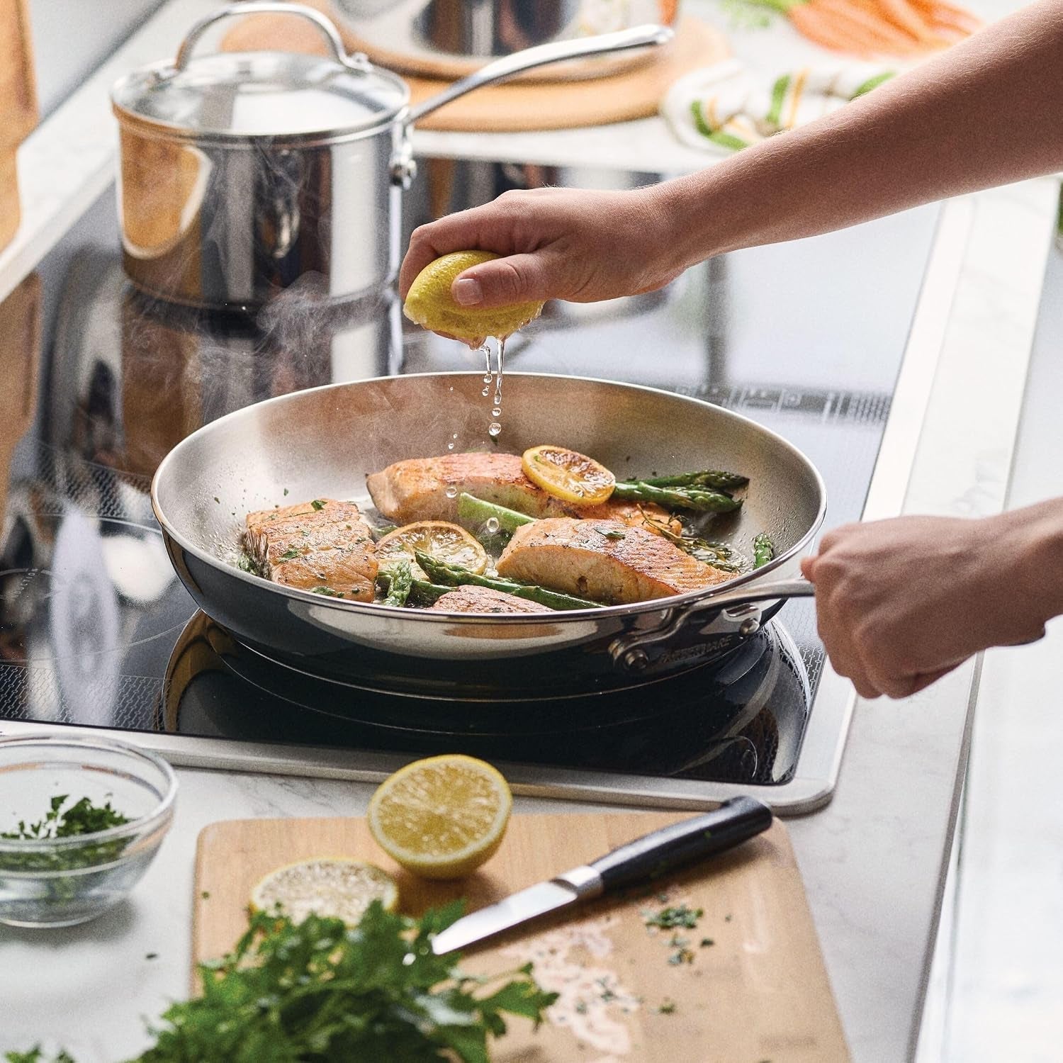 millennium-stainless-steel-frying-pan-skillet-induction-ready-compatible-with-all-cooktops-metal-utensil-safe-12-25-inch-open-fry-pan-dishwasher-safe-stainless-steel