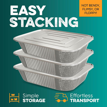 Aluminum Pans with Lids 9X13 [10 Sets] Aluminum Foil Pans Trays with Lids - Half Size Tin Foil Disposable Pans for Baking, Roasting, Cake Serving Dishes, Catering Supplies, Steam Table Chafing5