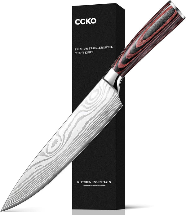 Chef Knife Professional Japanese AUS-10 Steel Core Kitchen Knife with Damascus Pattern, Razor Sharp 8 Inch Chefs Knife with Full-Tang Ergonomic Handle - Ideal for Home Cooks & Professional Chefs1