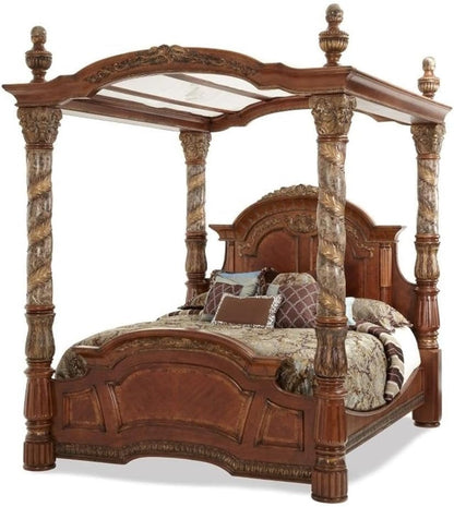 California King Wood Canopy Bed in Classic Chestnut1