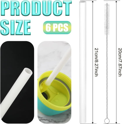 6PCS Replacement Straws for Owala Water Bottle 24 Oz 32 Oz Accessories | Reusable Plastic Straws with Cleaning Brush for Cup 24Oz 32Oz Travel Tumbler Parts for Sports Bottle (White)2