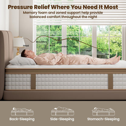 Queen Mattress 12 Inch, Cooling Hybrid Mattress Queen Size in a Box2