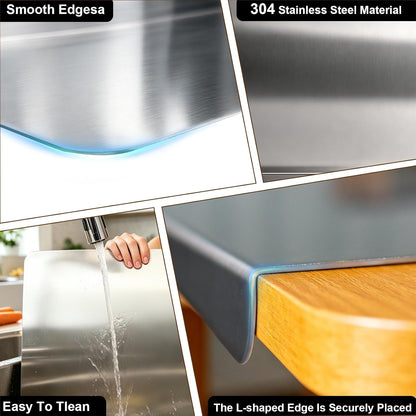 Large Stainless Steel Cutting Board with Counter Lip - Food Grade 304 L-Shaped Bread Board for Kitchen, Durable & Easy to Clean, 15.7X11.8Inch Suitable for Meat, Fruits, Vegetables, Bread, and Baking4