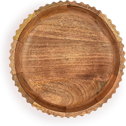 Fruit Bowls Wood Fruit Bowl or Decorative Bowl for Table Décor for Kitchen Counter or Farmhouse Christmas Centerpiece (10" X 10" X 2.5")2