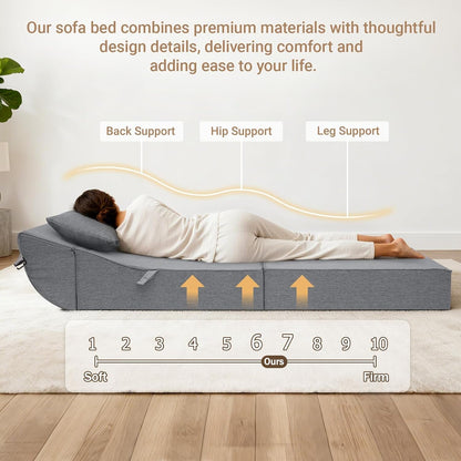 Folding Sofa Bed, Convertible Sleeper Chair, Foldable Boneless Futon Couch9