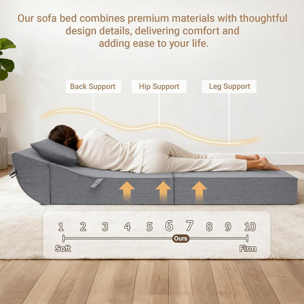 Folding Sofa Bed, Convertible Sleeper Chair, Foldable Boneless Futon Couch9