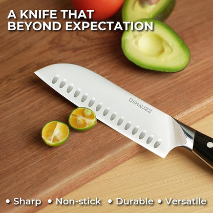 Santoku Knife, 7 Inch High Carbon Steel Kitchen Knife2