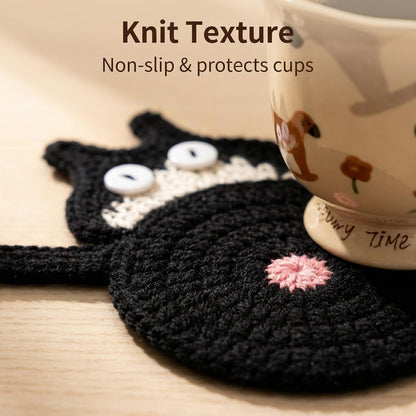 Cat Gifts for Cat Lovers 3PCS Cat Coaster Woven Creative Cat Coaster6