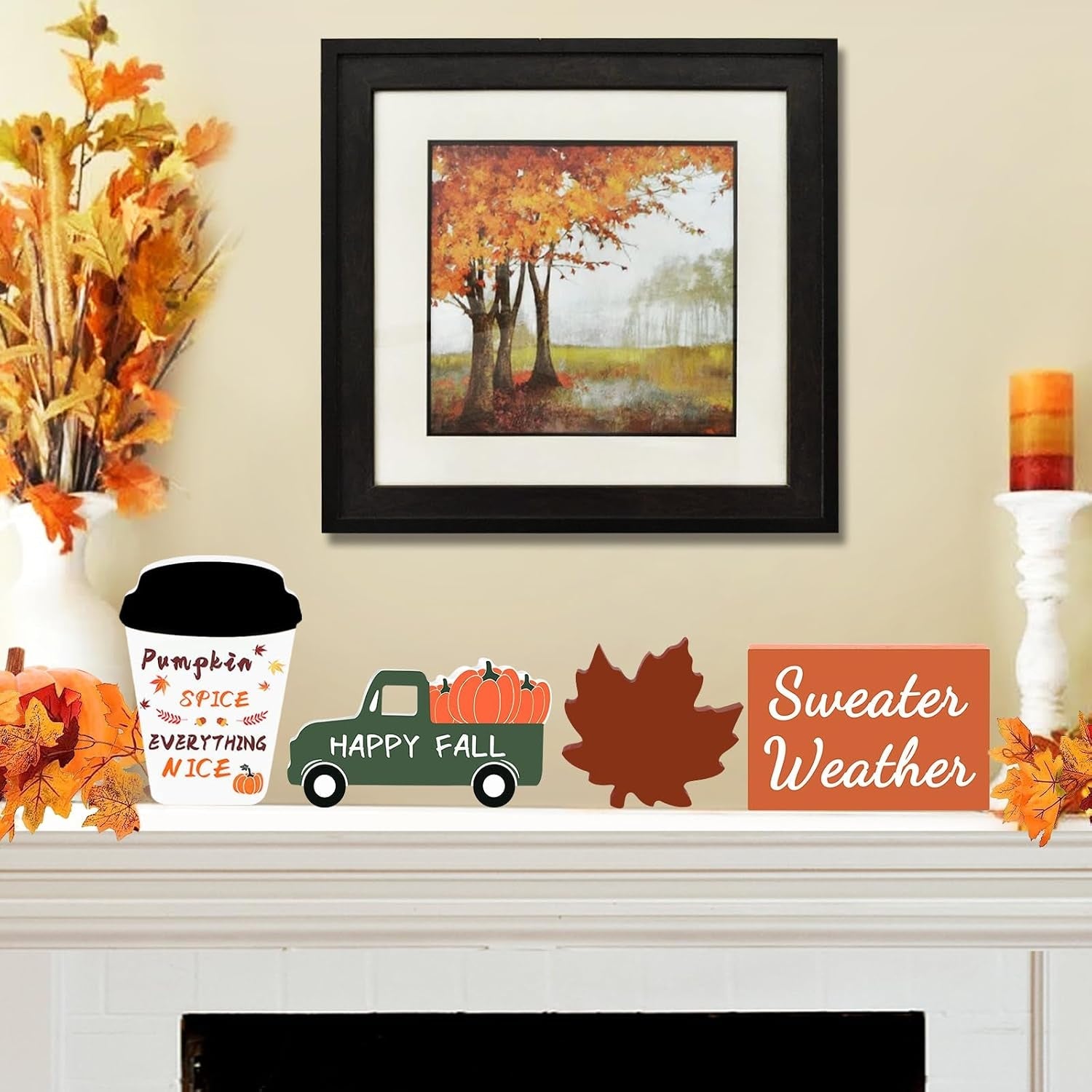fall-decor-fall-decorations-for-home-4pcs-wooden-coffee-cup-maple-leaf-car-sweater-weather-sign-farmhouse-table-tiered-tray-decor-thanksgiving-decorations