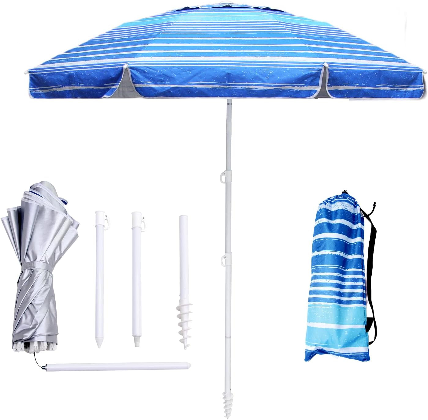 6ft-beach-umbrella-heavy-duty-wind-resistant-uv-50-portable-sun-shade-with-sand-anchor-carry-bag-outdoor-folding-umbrella-for-beach-pool-patio-garden-blue-stripe-no-tilt-the-sand-needs-to-exceed-the-spiral-6inch