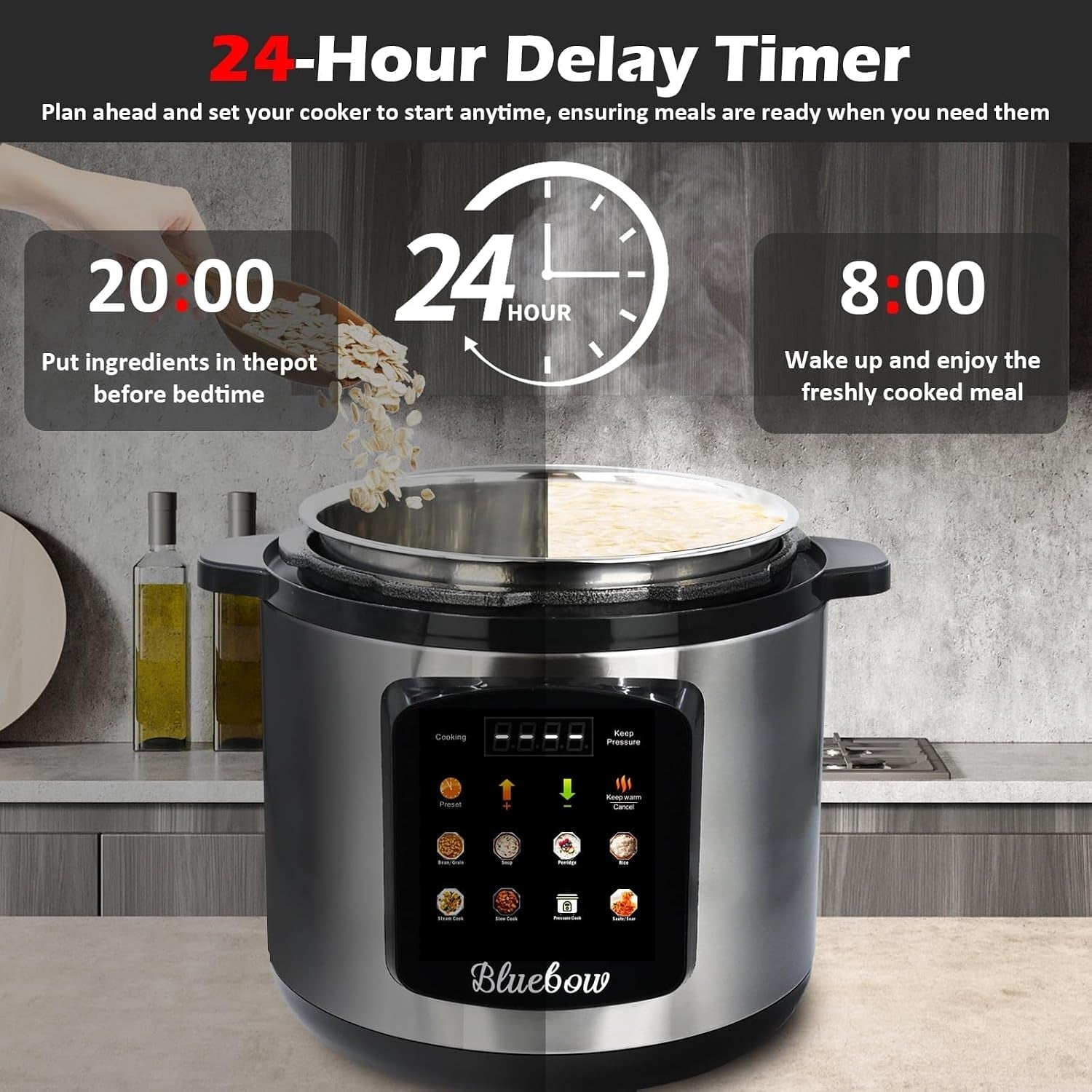 chefvia-6-5-quart-8-in-1-electric-pressure-cooker-stainless-steel-multi-cooker-with-led-display-slow-cook-rice-steam-saute-warm-functions-black-silver-kitchen-appliance