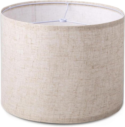 Lamp Shade for Table Lamps, Drum Lampshade for Floor Lamps, 13" Top X 13" Bottom X 10" High Large Lamp Shade, Beige Modern Fabric Lampshade, Easy Assembly Replacement Lamp Shade Spider Fitter1