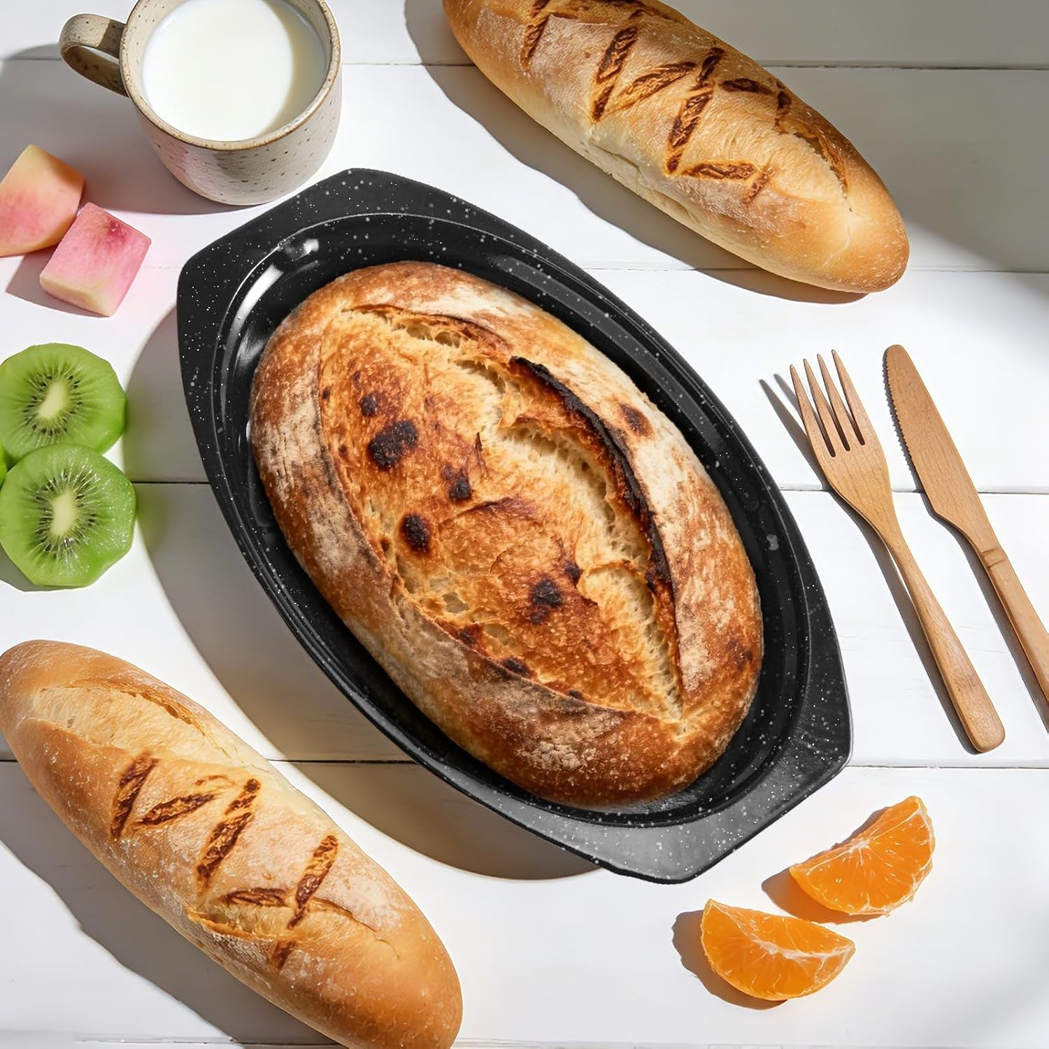13-roasting-pans-for-ovens-porcelain-enameled-steel-oval-roaster-pan-with-domed-lid-for-small-turkey-chicken-vegetable-lamb-sourdough-bread