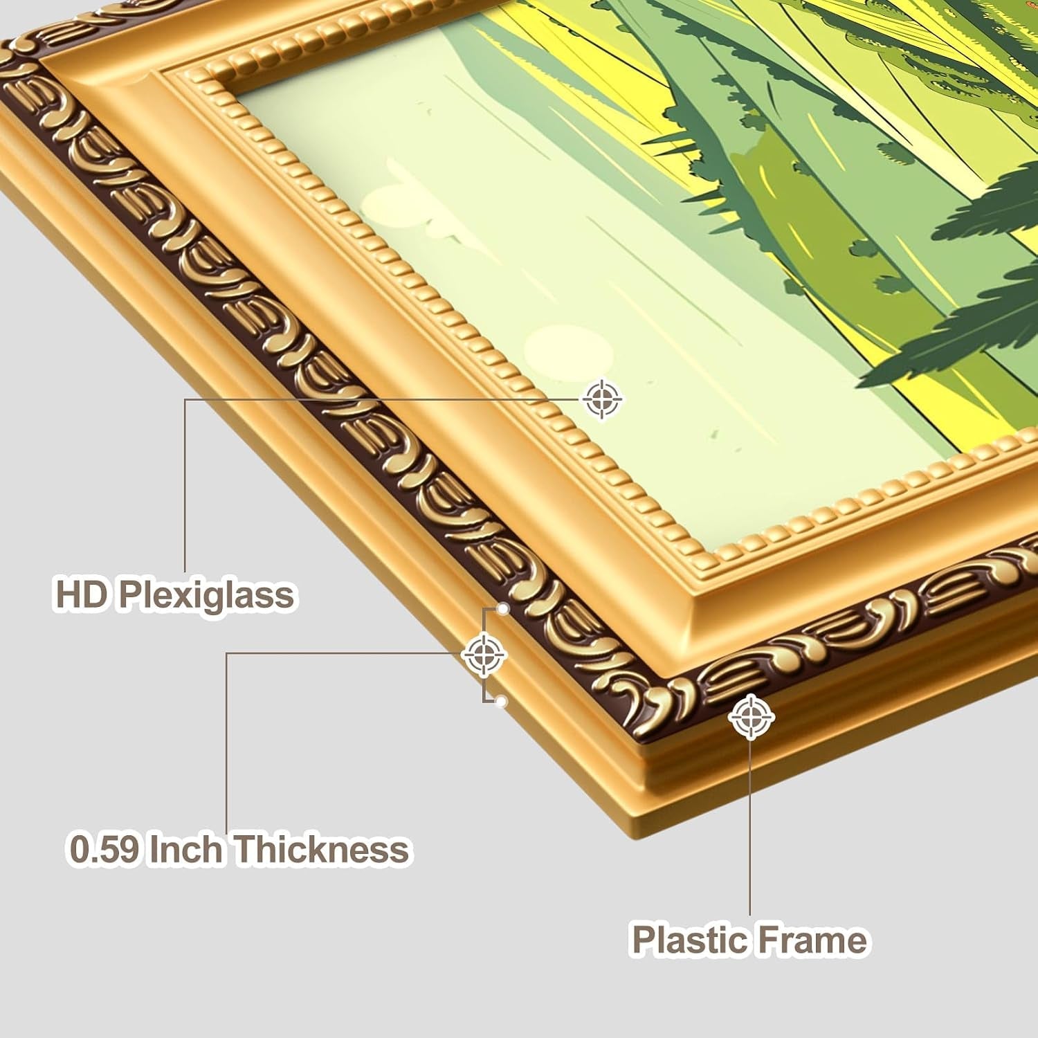 5-7-picture-frame-set-of-2-gold-picture-frames-for-wall-and-tabletop-display-poster-photo-frames-gallery-wall-frames-ornate-vintage-5-7-plastic-frame-with-hd-plexiglass