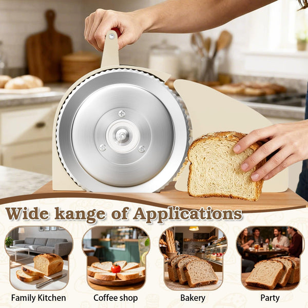 Manual Adjustable Bread Slicer Homemade Sourdough Bread Cutter with Scale Line, Bottom Suction Cup, with Clip and Plate (White)3