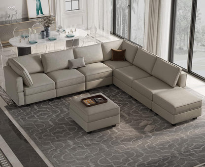 Modular Sectional Sofa with Storage Chaises Sectional Sleeper Sofa Couch 8 Seat Sectional Bed Grey3