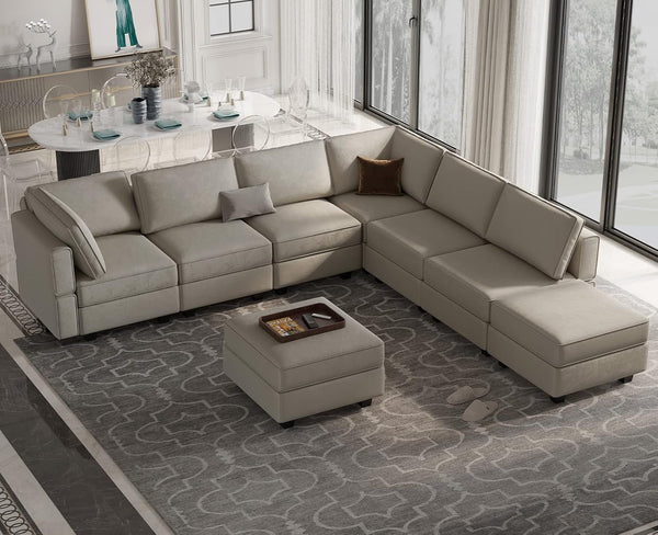 Modular Sectional Sofa with Storage Chaises Sectional Sleeper Sofa Couch 8 Seat Sectional Bed Grey3