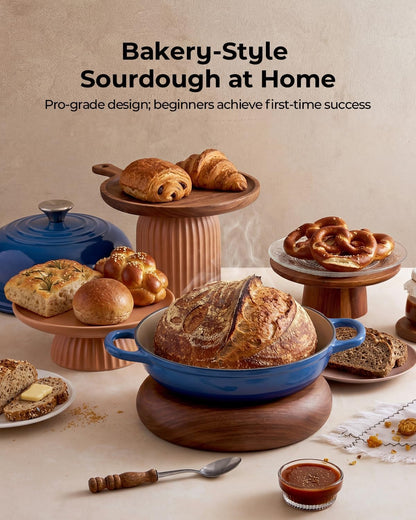 5QT Enameled Cast Iron Sourdough Bread Oven for Homemade, Blue | Tight-Fitting Dome Lid, Shallow Base Supports Easier Loading & Crisp Sourdough Crusts, Gifts for Sourdough Bakers2