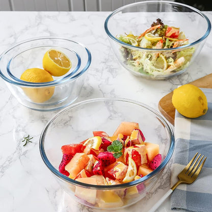 Set of 9 Glass Mixing Bowls - Glass Nesting Bowls Prep Bowl Clear Salad Bowls for Kitchen Prep Salad, Cereal, Ice Cream, Pasta, Fruits8