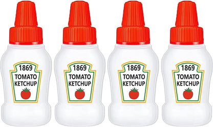 4 Pieces Mini Ketchup Bottle for Bento Box Accessories, 1 Oz Condiment Squeeze Bottles Empty Plastic Salad Dressing Container Tomato Ketchup Condiments Squirt Squeezable Jar for Sauces Syrup1