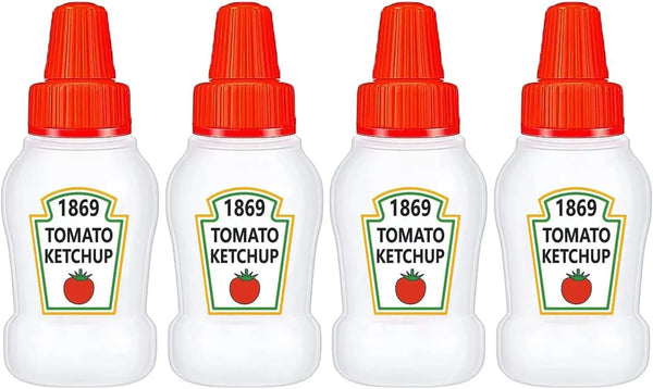 4 Pieces Mini Ketchup Bottle for Bento Box Accessories, 1 Oz Condiment Squeeze Bottles Empty Plastic Salad Dressing Container Tomato Ketchup Condiments Squirt Squeezable Jar for Sauces Syrup1