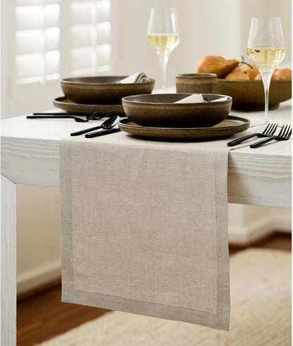 100% Pure Linen Table Runner Natural Woven, Fete 14 X 60 In2