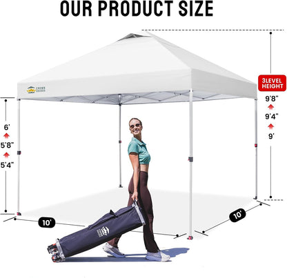 CROWN SHADES 10X10 Pop up Canopy Tent with One Push Setup, Gird White | Patented Centerlok, Easy Outdoor Sun Shade for Events, Parties, Camping - Gazebo with Sto-N-Go Cover Bag, Silver-Coated Top6