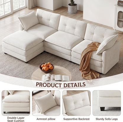 112" L Shaped Sectional Couches for Living Room, 3 Seat Modular Sofa4