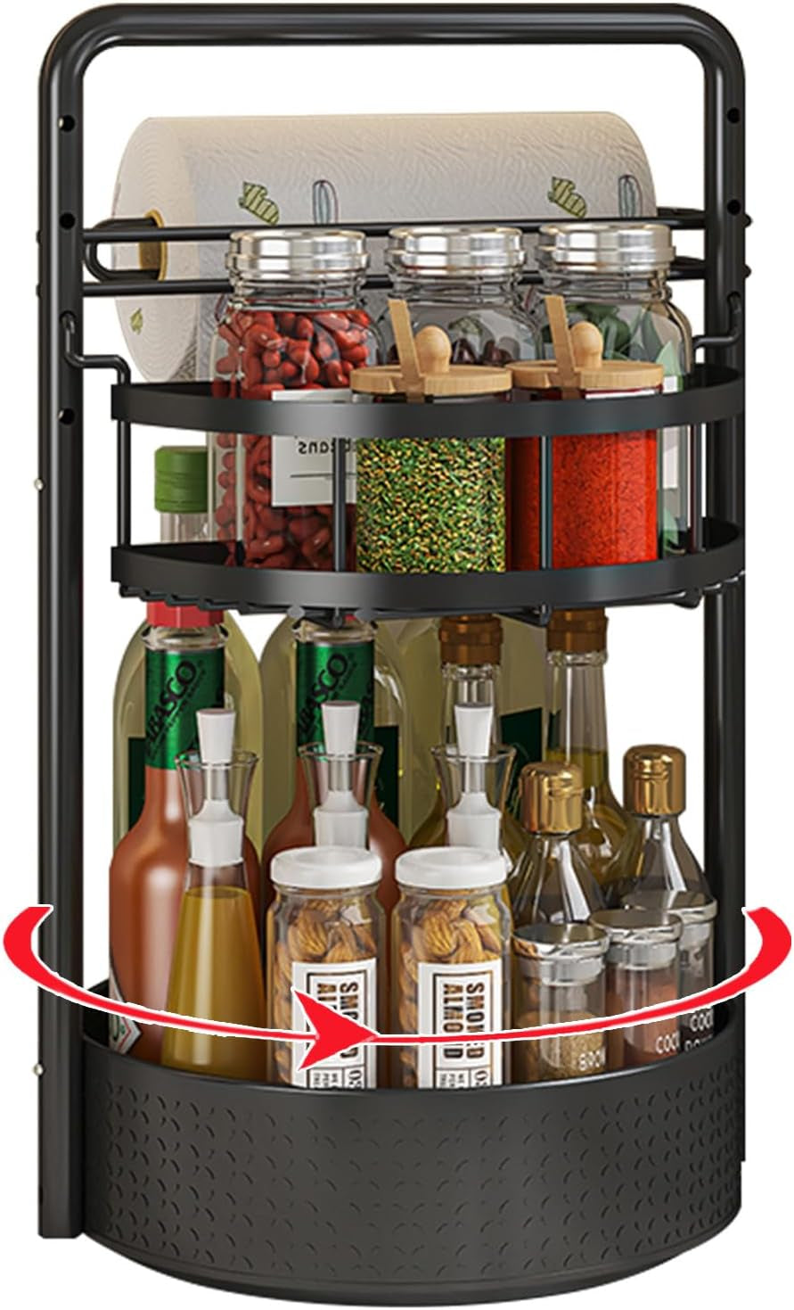 rotating-spice-rack-with-paper-towel-holder-black
