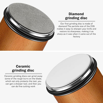 Knife Sharpener Tool, Rolling Knife Sharpener Kit, Knife Sharpening with Diamonds and Ceramic for Steel of Any Hardness, Kitchen Knife Sharpener with 15 & 20 Degree Magnetic Angle(Brown)3