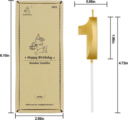 Birthday Candles, 1.96 Inch Number 12 Happy Birthday Candles, Number Candles Decoration for Birthday Party and Anniversary Celebration(Champagne Gold)2