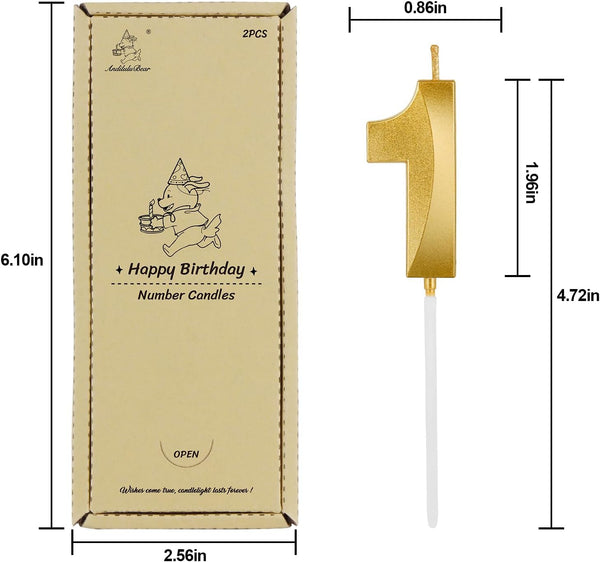 Birthday Candles, 1.96 Inch Number 12 Happy Birthday Candles, Number Candles Decoration for Birthday Party and Anniversary Celebration(Champagne Gold)2