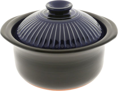 190-808 Earthenware Rice Cooker with Matte and Cobalt Blue Spoke, Black1