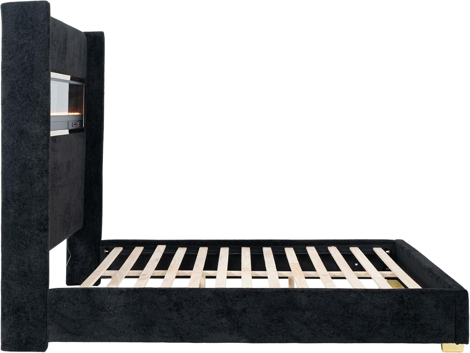 calliope-modern-boucle-bed-frame-with-3d-fireplace-headboard-bluetooth-speaker-and-usb-slot-upholstered-bedframe-no-box-spring-required-for-home-bedroom-queen-black