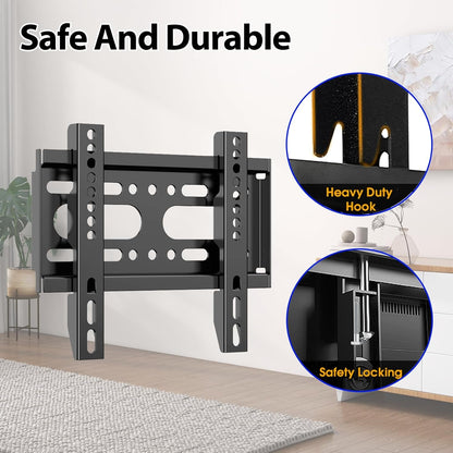 Fixed TV Wall Mount for 14-42" Flat Screen Tvs, Small Wall Mount TV Bracket Fit 19 24 28 32 35 39 40 Inch, VESA up to 200X200Mm 55Lbs Max Load, Easy Install Low Profile Monitor Mount Bracket4