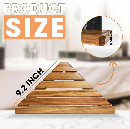 Acacia 2,3 Tiers Corner Shower Shelf, Triangular Corner Shelf Wooden Bathroom Shelf for Tiled Wall, Shower Corner Shelf, No Drilling Requied (3)5
